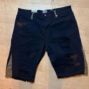 Rock Salt Men's Black Distressed Shorts